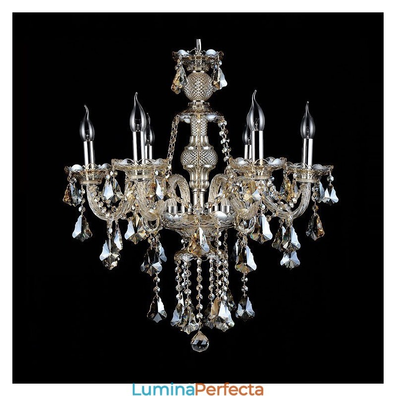 Candelabru modern cu 6 lumini, retro, culoare cognac, K9