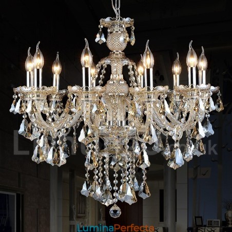 Candelabru modern de cristal K9 de culoare retro coniac Candelabru modern de cristal K9 de culoare retro coniac