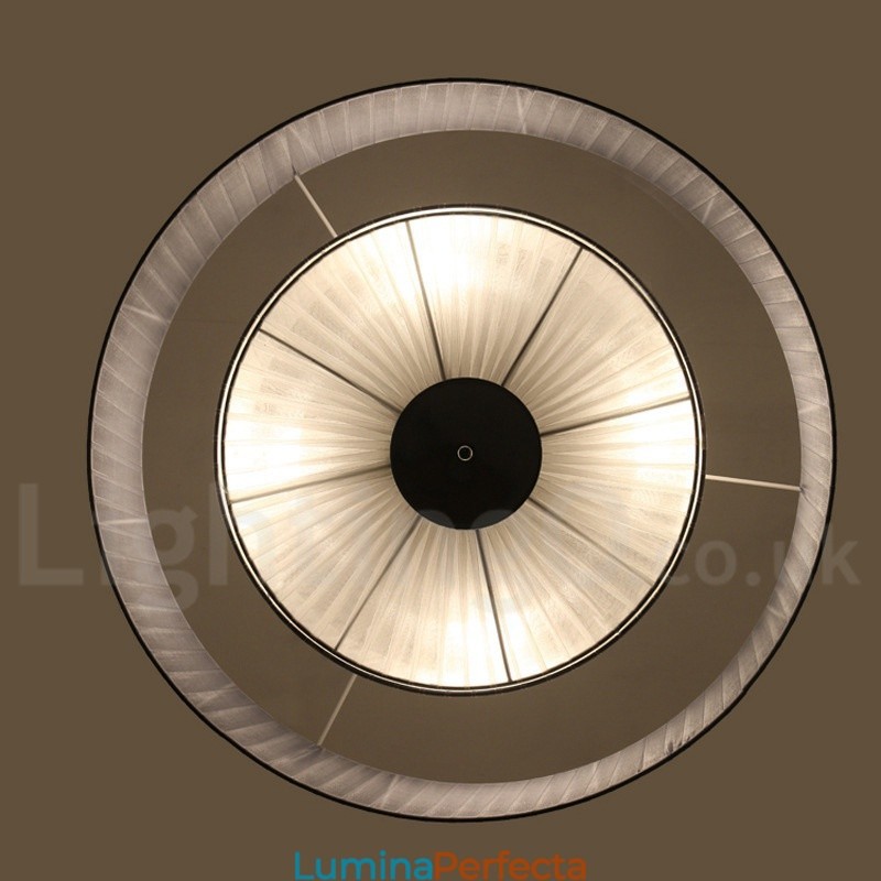 Lampă modernă pandantiv Drum cu 4 lumini cu abajur din material textil
