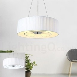 Lampă modernă pandantiv Drum cu 4 lumini cu abajur din material textil