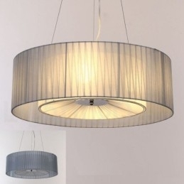 Lampă modernă pandantiv Drum cu 4 lumini cu abajur din material textil