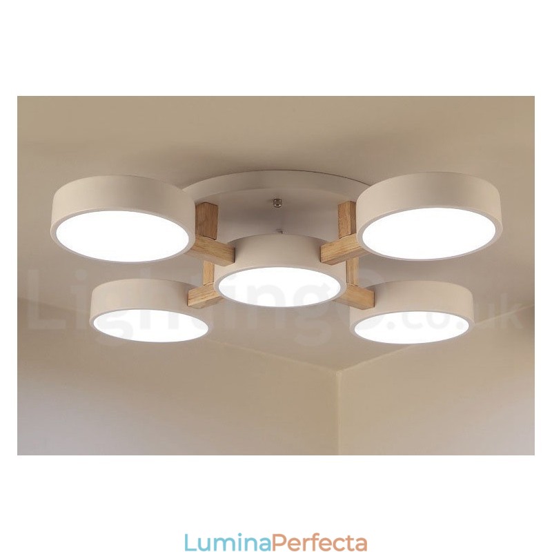Candelabru din lemn Plafoniera încastrabilă în stil nordic modern și contemporan cu abajur acrilic