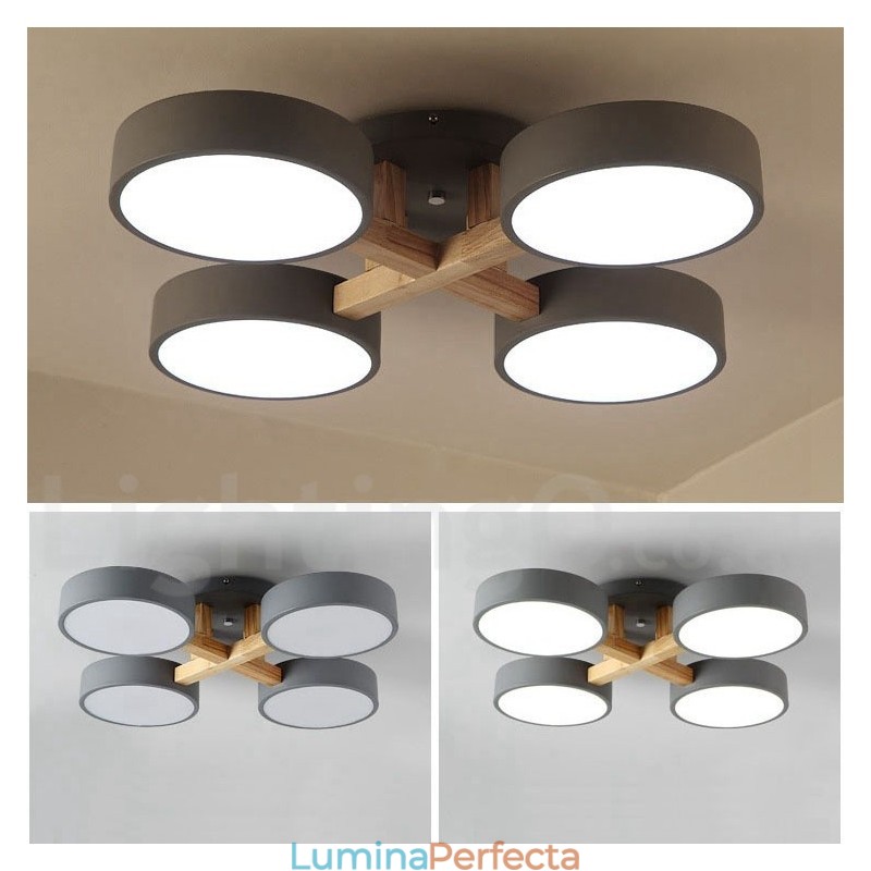 Candelabru din lemn Plafoniera încastrabilă în stil nordic modern și contemporan cu abajur acrilic