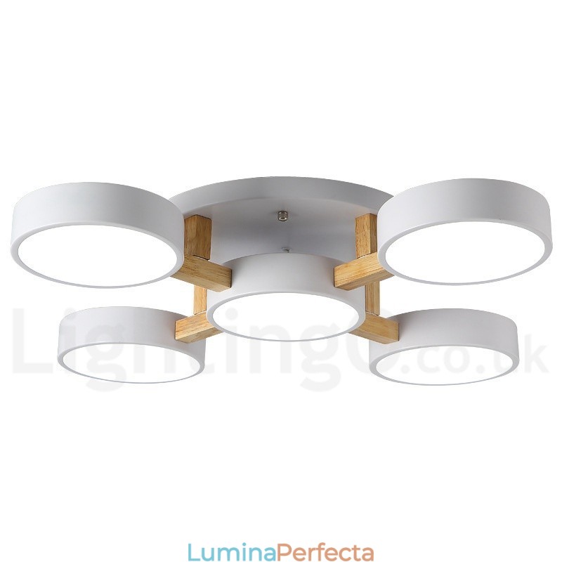 Candelabru din lemn Plafoniera încastrabilă în stil nordic modern și contemporan cu abajur acrilic
