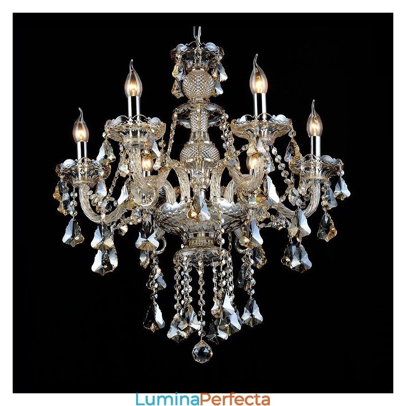 Candelabru modern cu 6 lumini, retro, culoare cognac, K9
