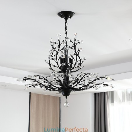 Candelabru pentru pictură din fier din cristal cu lampă de iluminat modernă din cristal Candelabru pentru pictură din fier din cristal cu lampă de iluminat modernă din cristal