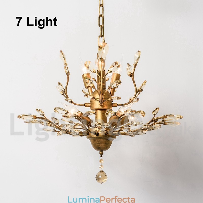 Candelabru pentru pictură din fier din cristal cu lampă de iluminat modernă din cristal