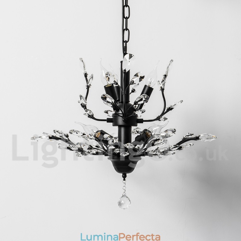 Candelabru pentru pictură din fier din cristal cu lampă de iluminat modernă din cristal