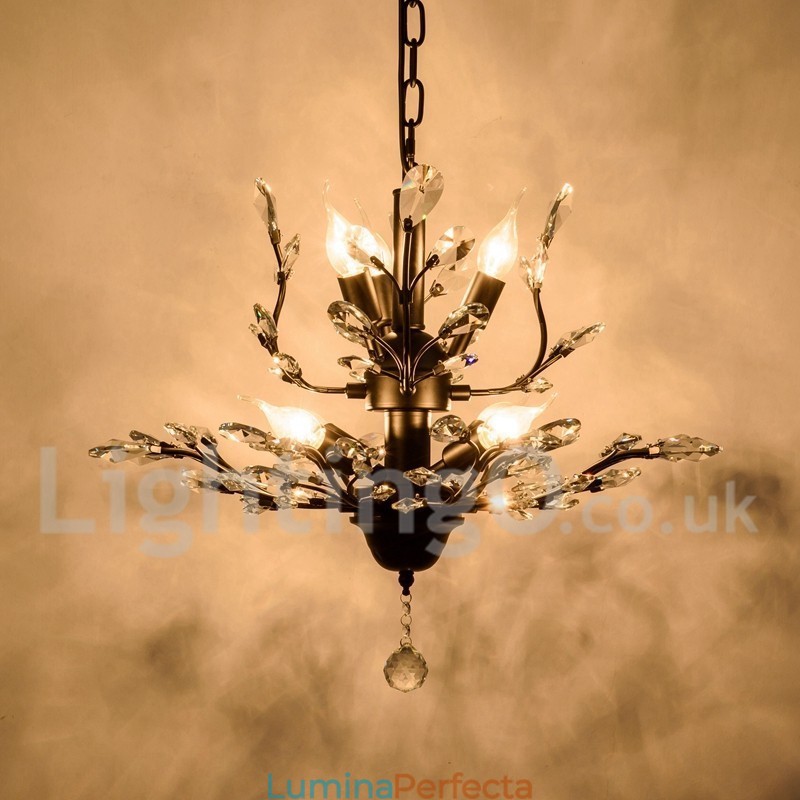Candelabru pentru pictură din fier din cristal cu lampă de iluminat modernă din cristal