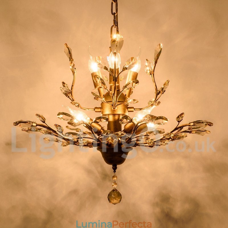 Candelabru pentru pictură din fier din cristal cu lampă de iluminat modernă din cristal