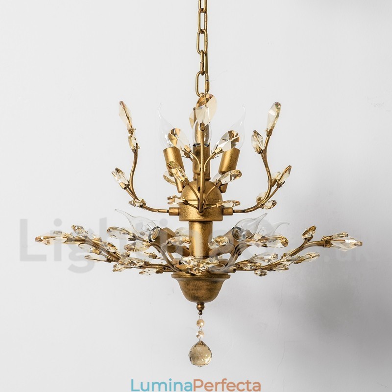 Candelabru pentru pictură din fier din cristal cu lampă de iluminat modernă din cristal