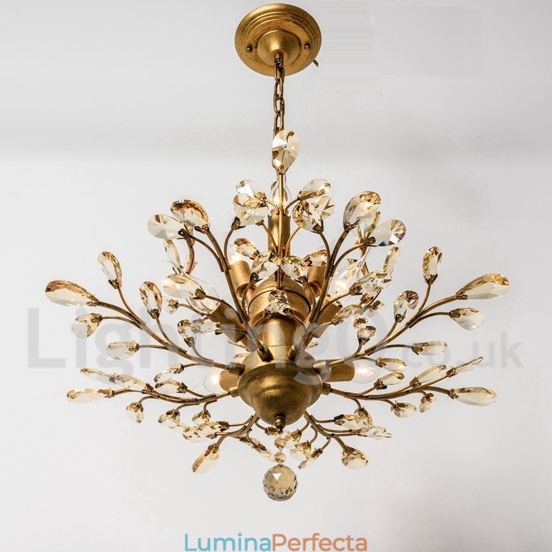 Candelabru pentru pictură din fier din cristal cu lampă de iluminat modernă din cristal