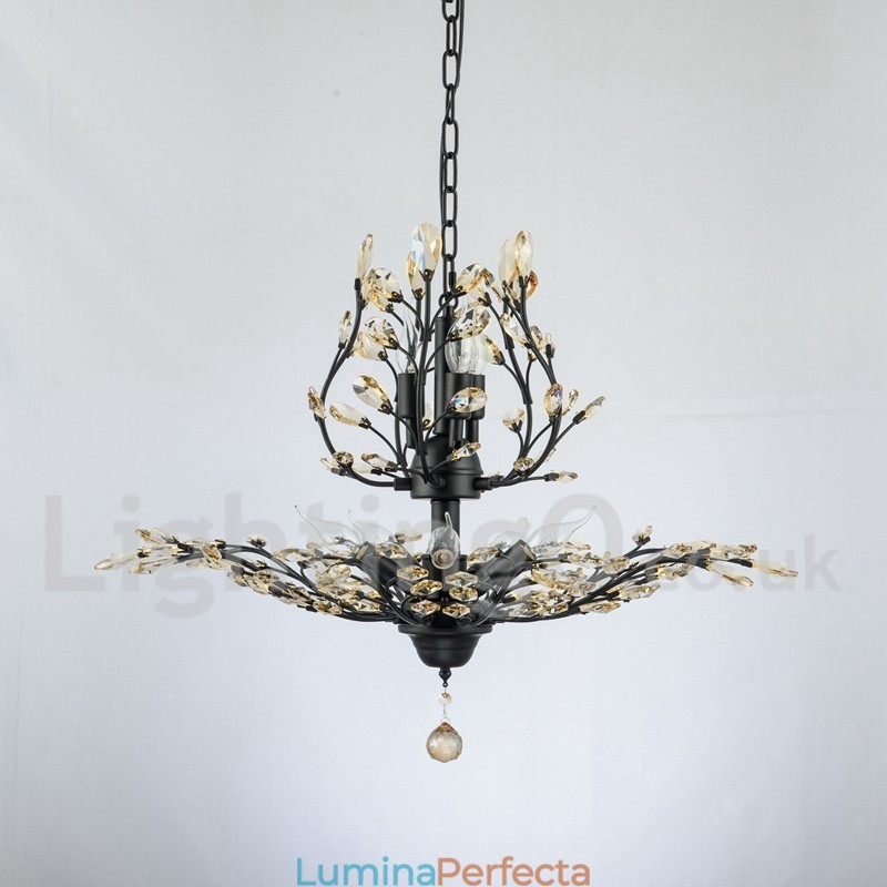 Candelabru pentru pictură din fier din cristal cu lampă de iluminat modernă din cristal