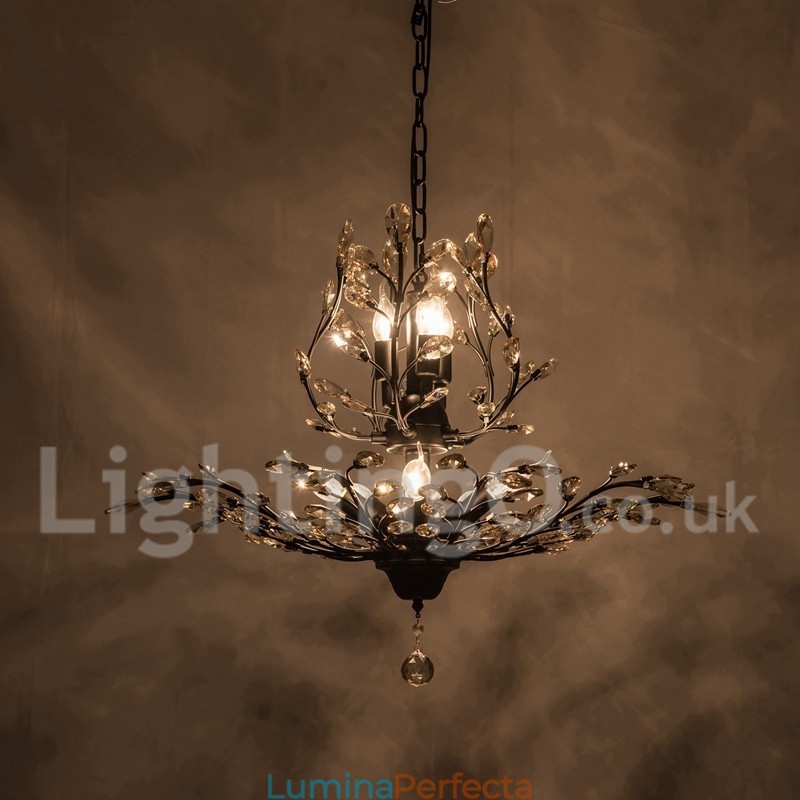 Candelabru pentru pictură din fier din cristal cu lampă de iluminat modernă din cristal