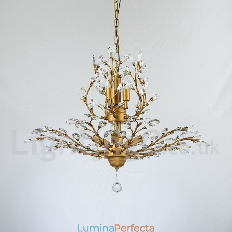 Candelabru pentru pictură din fier din cristal cu lampă de iluminat modernă din cristal