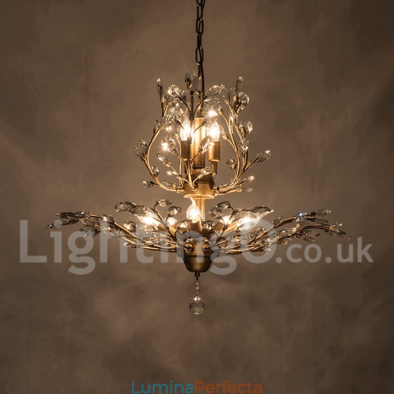 Candelabru pentru pictură din fier din cristal cu lampă de iluminat modernă din cristal