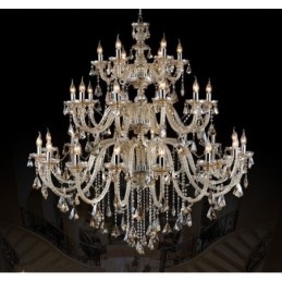 Candelabru de lux, foarte mare, retro, culoare cognac, 3 niveluri, cristal K9