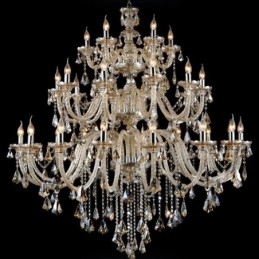 Candelabru de lux, foarte mare, retro, culoare cognac, 3 niveluri, cristal K9