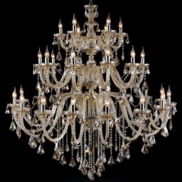 Candelabru de lux, foarte mare, retro, culoare cognac, 3 niveluri, cristal K9
