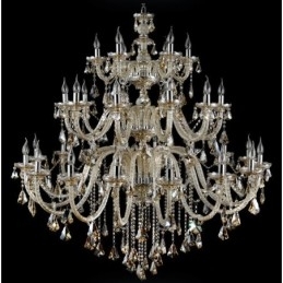 Candelabru de lux, foarte mare, retro, culoare cognac, 3 niveluri, cristal K9