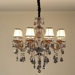 Candelabru cu lumânare din cristal K9 de culoare gri retro cu 8 lumini