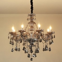Candelabru cu lumânare din cristal K9 de culoare gri retro cu 8 lumini