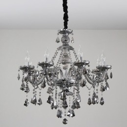 Candelabru cu lumânare din cristal K9 de culoare gri retro cu 8 lumini