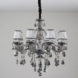 Candelabru cu lumânare din cristal K9 de culoare gri retro cu 8 lumini