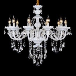 Candelabru cu lumânare din cristal transparent de culoare albă retro K9