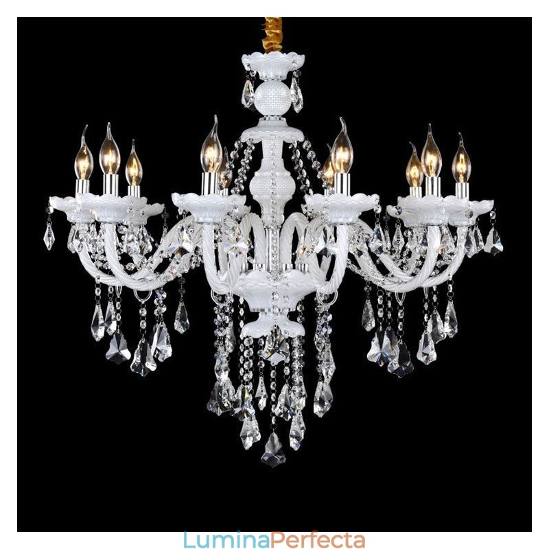 Candelabru cu lumânare din cristal transparent de culoare albă retro K9