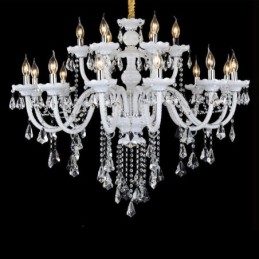 Candelabru cu lumânare din cristal transparent, culoare albă, retro, 15 lumini