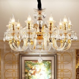 Candelabru cu lumânare din cristal transparent de culoare aurie retro K9