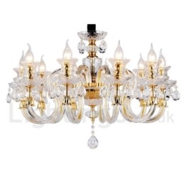 Candelabru cu lumânare din cristal transparent de culoare aurie retro K9