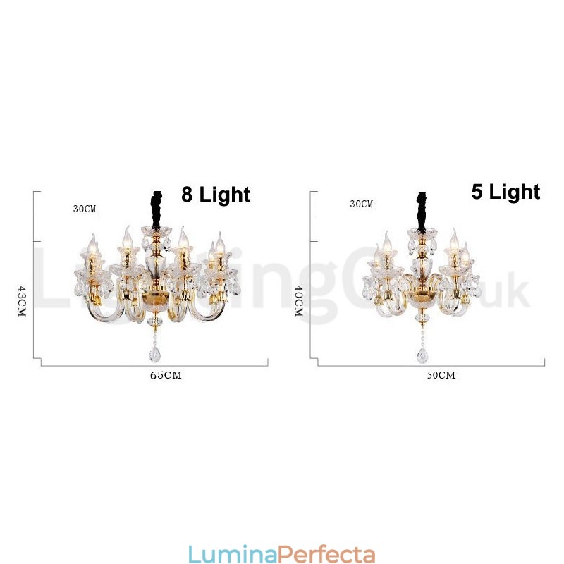 Candelabru cu lumânare din cristal transparent de culoare aurie retro K9