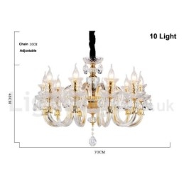Candelabru cu lumânare din cristal transparent de culoare aurie retro K9