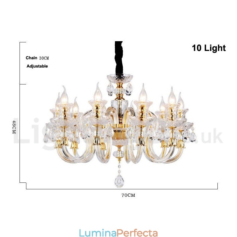 Candelabru cu lumânare din cristal transparent de culoare aurie retro K9
