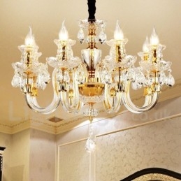 Candelabru cu lumânare din cristal transparent de culoare aurie retro K9