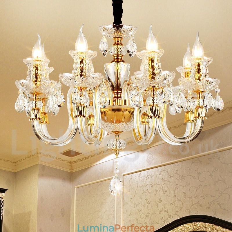 Candelabru cu lumânare din cristal transparent de culoare aurie retro K9
