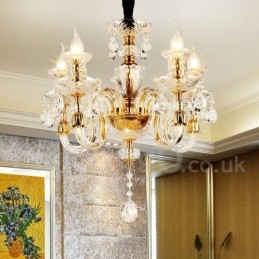 Candelabru cu lumânare din cristal transparent de culoare aurie retro K9