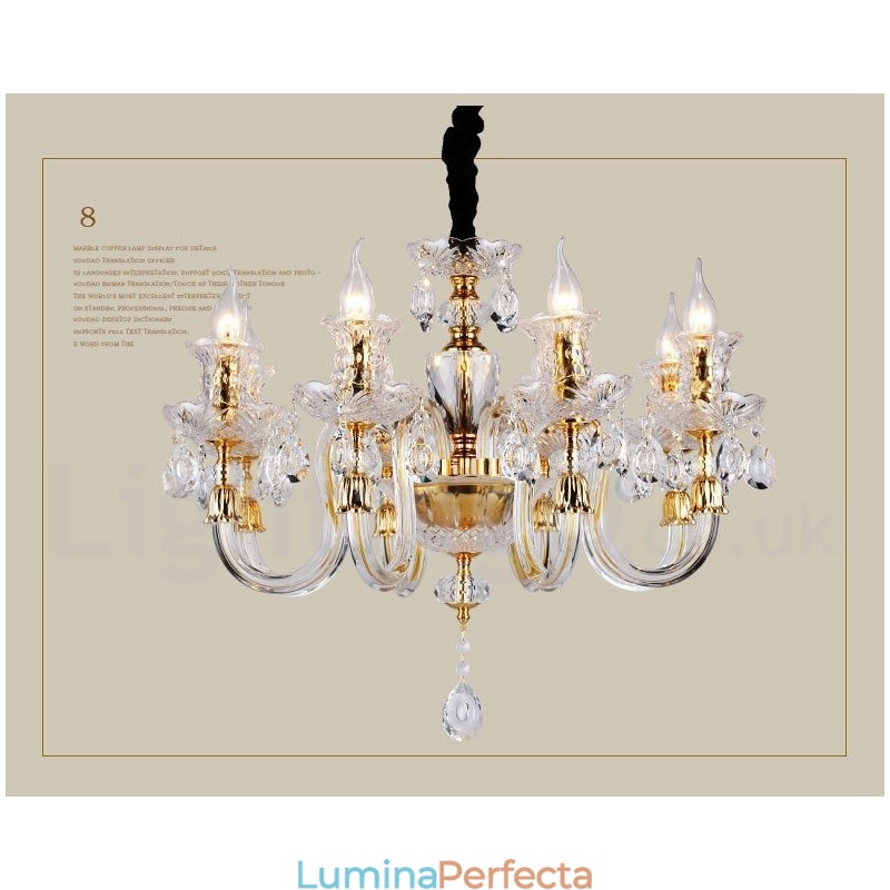 Candelabru cu lumânare din cristal transparent de culoare aurie retro K9
