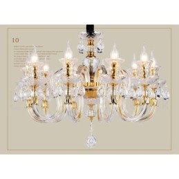 Candelabru cu lumânare din cristal transparent de culoare aurie retro K9