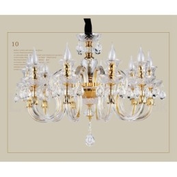 Candelabru cu lumânare din cristal transparent de culoare aurie retro K9