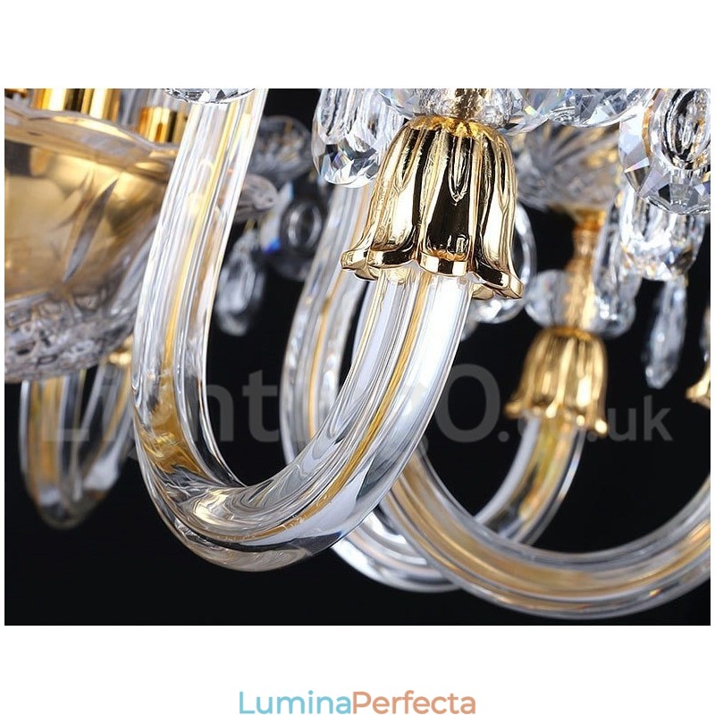 Candelabru cu lumânare din cristal transparent de culoare aurie retro K9