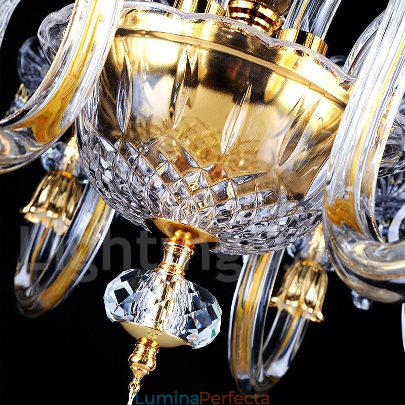 Candelabru cu lumânare din cristal transparent de culoare aurie retro K9