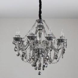 Candelabru mare cu 8 lumini de culoare gri retro K9 cu lumânare de cristal