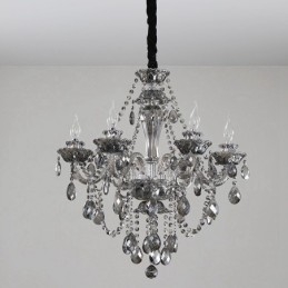 Candelabru mare cu 6 lumini de culoare retro gri K9 cu lumânare de cristal