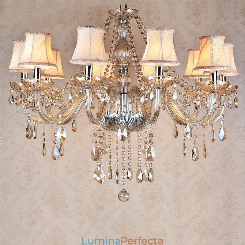 Lumânare de culoare coniac Candelabru de cristal K9 mare cu nuanțe