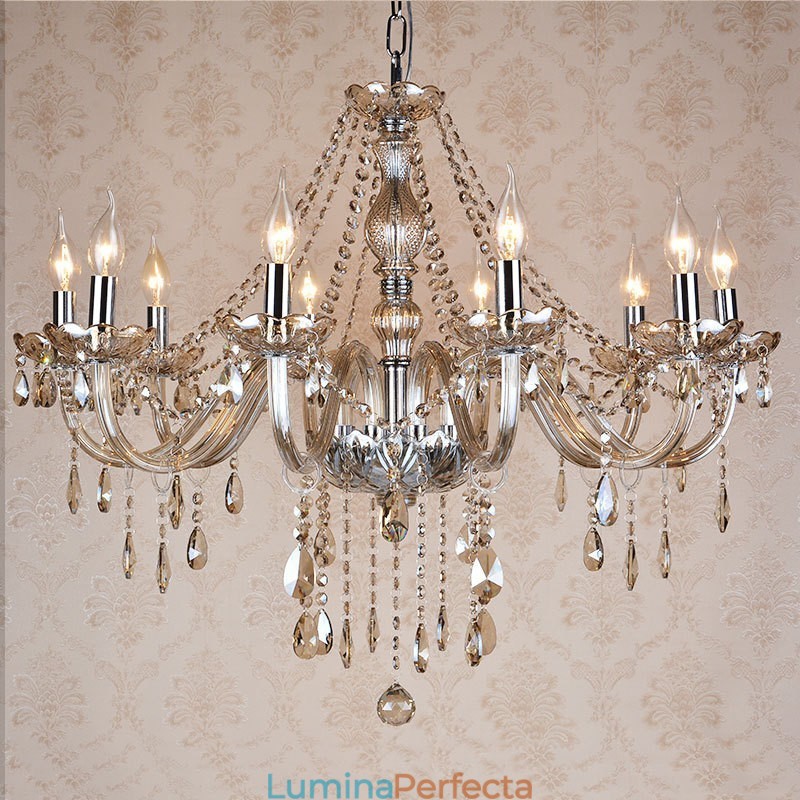 Lumânare de culoare coniac Candelabru de cristal K9 mare cu nuanțe