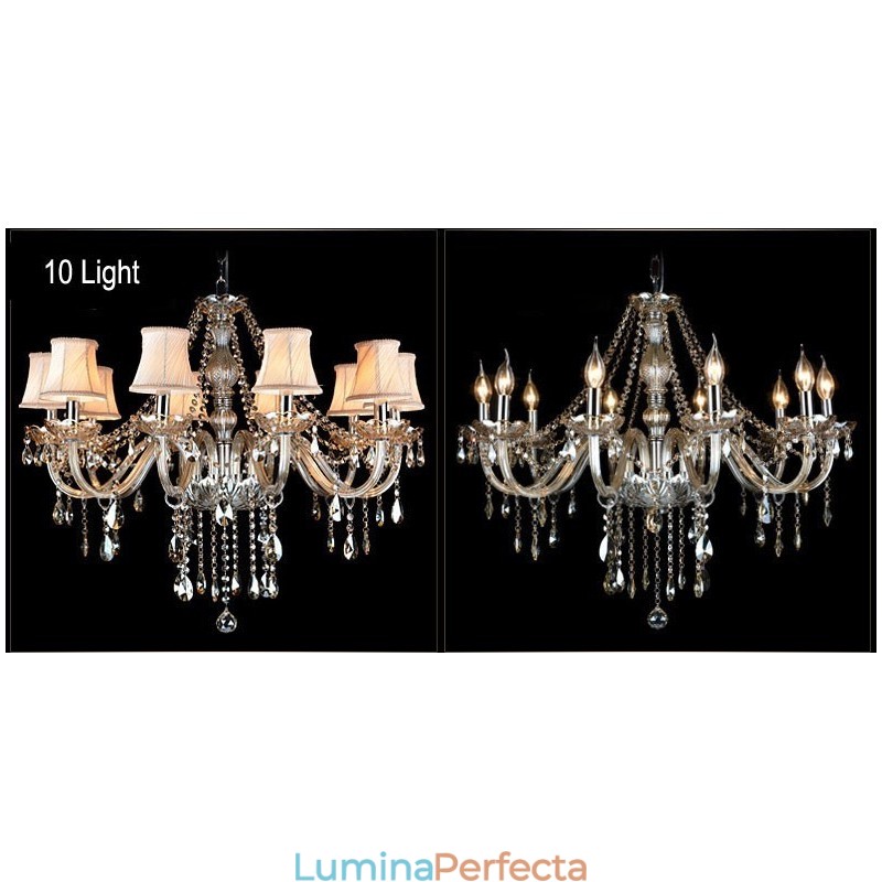 Lumânare de culoare coniac Candelabru de cristal K9 mare cu nuanțe