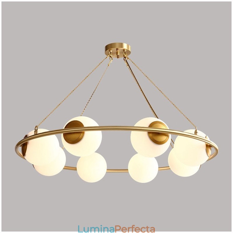 Candelabru rotund rustic Lodge în stil fasole din alamă pură cu nuanțe albe